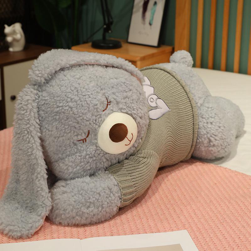 Large Cute Rabbit Hugging Plush Toy for Girl's Bed - Sleeping Pillow & Sweater Doll
