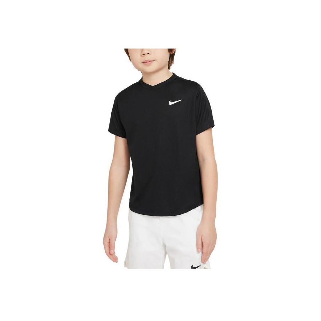 Nike Court Dri-FIT Victory Solid Logo Short Sleeve T-Shirt Kids Tops Black CV7565-010