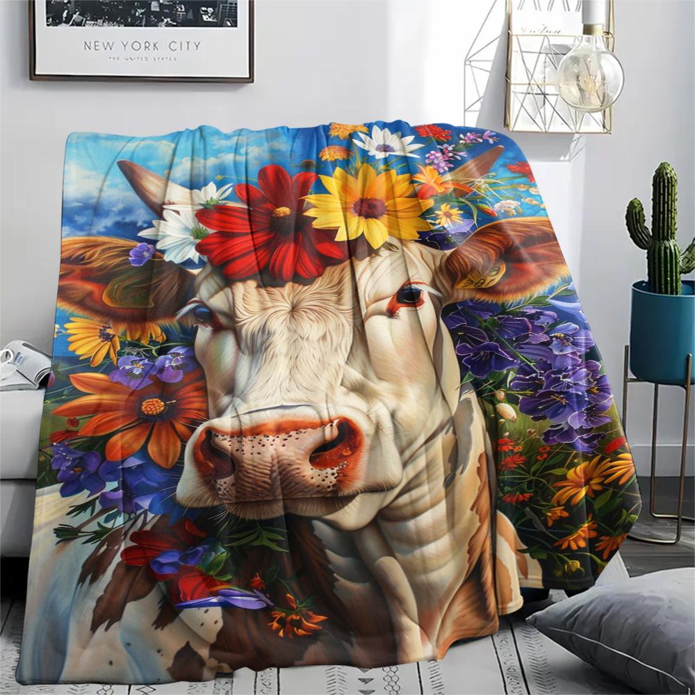 1Pc Cartoon Print Flannel Blanket, High Quality Comfortable for All Seasons, Home Decor, Warmth and Comfort, Perfect for Christmas Birthday Gift