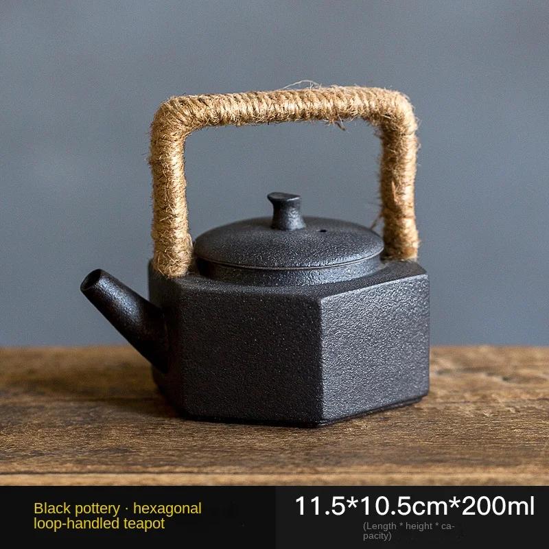 

Japanese Antique Stoneware Loop-Handled Teapot Old Ore Mud Porcelain Kung Fu Tea Set Handmade Teapot Tea Maker Tea Kettle
