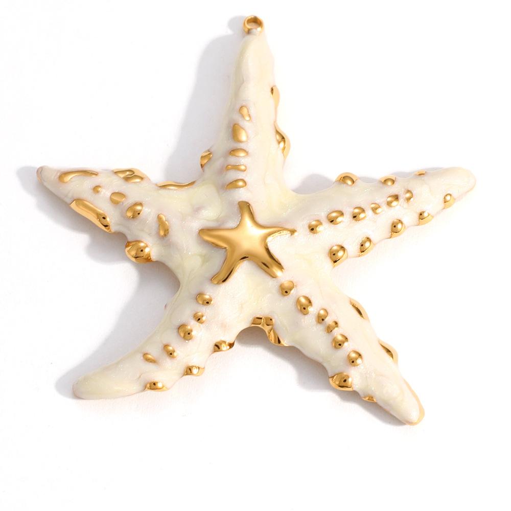 Sommer Meeresstil Bunter Muschel Seestern Anhänger 18K Vergoldeter Edelstahl Geschenk Schmuck
