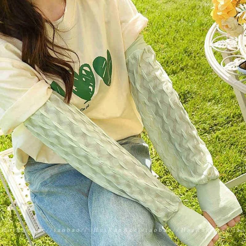 New Ice Sleeve Women's Sun Protection Loose and Enlarged Outdoor Cycling Ice Thread Arm Protection Sun Protection Sleeves