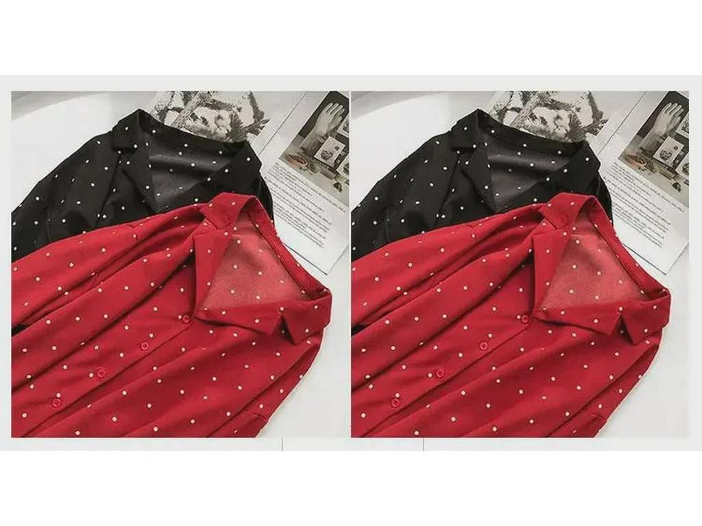 Early Autumn Women's Polka Dot Chiffon Shirt - Long-Sleeved Hong Kong & Korean Style