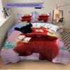 3pcs Happy Red Panda Turning Red Bedding Set, Includes 1 Quilt Cover and 2 Pillowcases, Comfortable Bedding with Stylish Design for Bedroom,