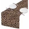 HOSNYE Table Runner Brown Leopard Pattern,Cotton Linen Table Runner Decoration for Kitchen Family Dinner Table Holiday Party Farmhouse Style 13 x 72