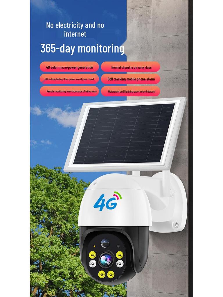 360° Panorama Drahtlose Solarkamera: Kein Strom/Netzwerk benötigt, Lebenslange kostenlose Verkehrsüberwachung für den Außenbereich