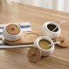 Ceramic Seasoning Jars with Wooden Lid Salt Shakers Kitchen Area Supplies White Spice Organizer Canister Spoon Set White Sugar Box for Home