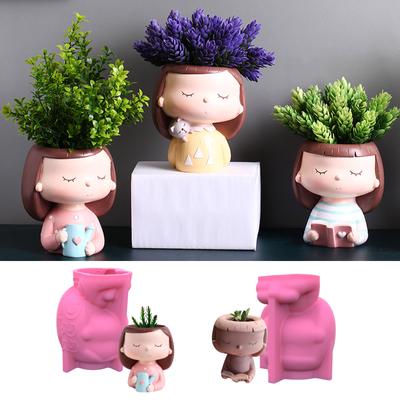 Face Flower Pot Silicone Mold Succulent Planter Concrete Mold Cute Concrete Cement Mold for DIY Pen Holder,Home Decors