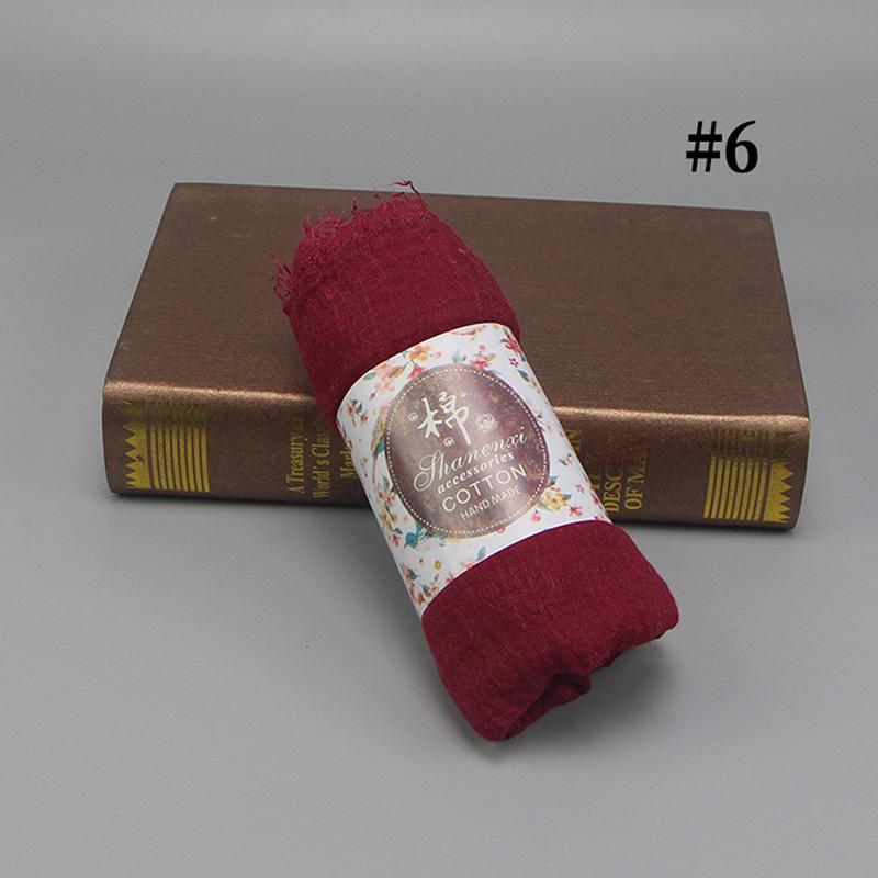 HUISHI Scarf Muslim Women Bubble Cotton Solid Islam Muslim Head Scarf Shawls and Wraps Female Foulard Crinkle Cloud Hijab