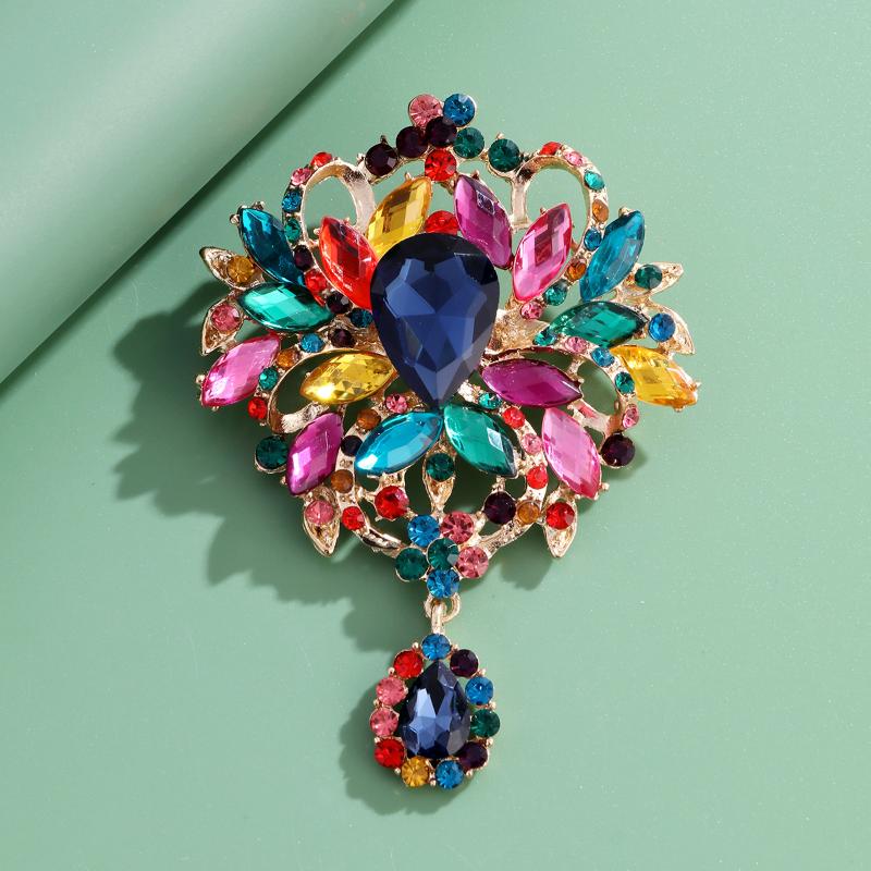 1Pcs Unisex Rhinestone Pins Luxury Large Crystal Glass Pendant Brooches For Women Banquet Party Backpack Gifts Jewelry Accessory