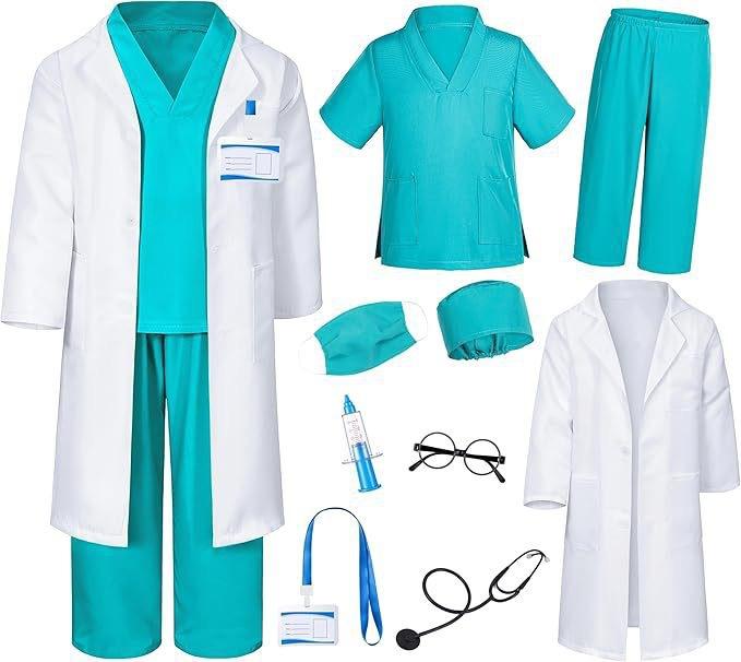 Children Doctor Role Play Set White Coat Nurse Costume Dress Up Pretend Play Toy