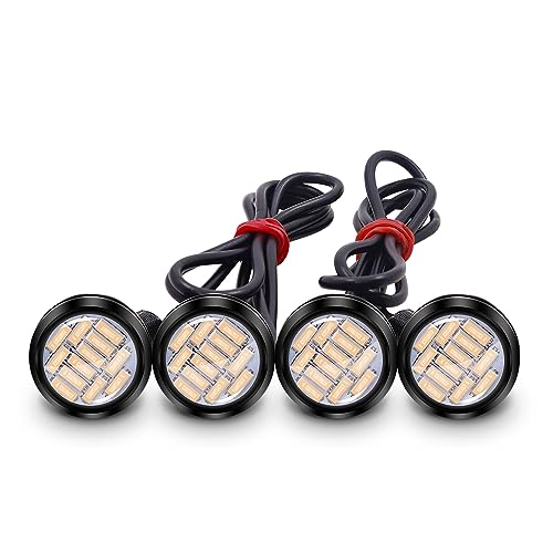 

X-STYLE Светодиодный дневной свет «Орлиный глаз», «Коровий глаз», большой шар 22 мм, 12 светодиодов, тип болта, водонепроницаемый, высокая яркость, встраиваемый прожектор, 12 В, 4 штуки (розовый)