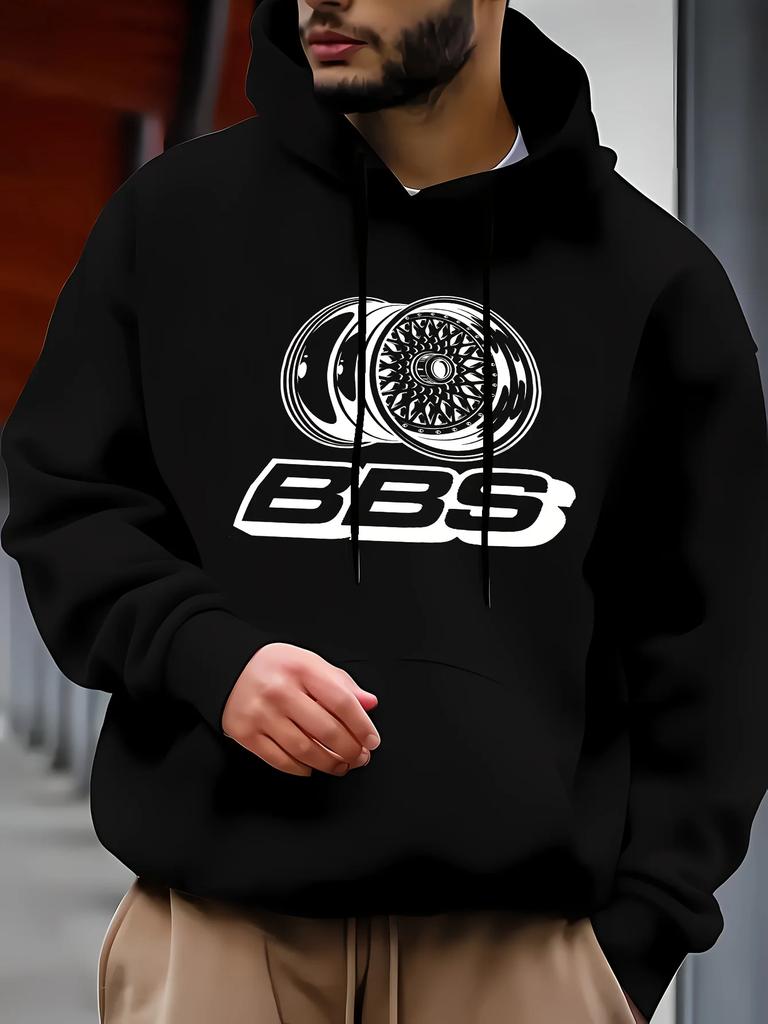 Men's Casual Hooded Sweatshirt Printed with BBS Wheel Logo Autumn and Winter Fashion Pullover Sweater Hoodie