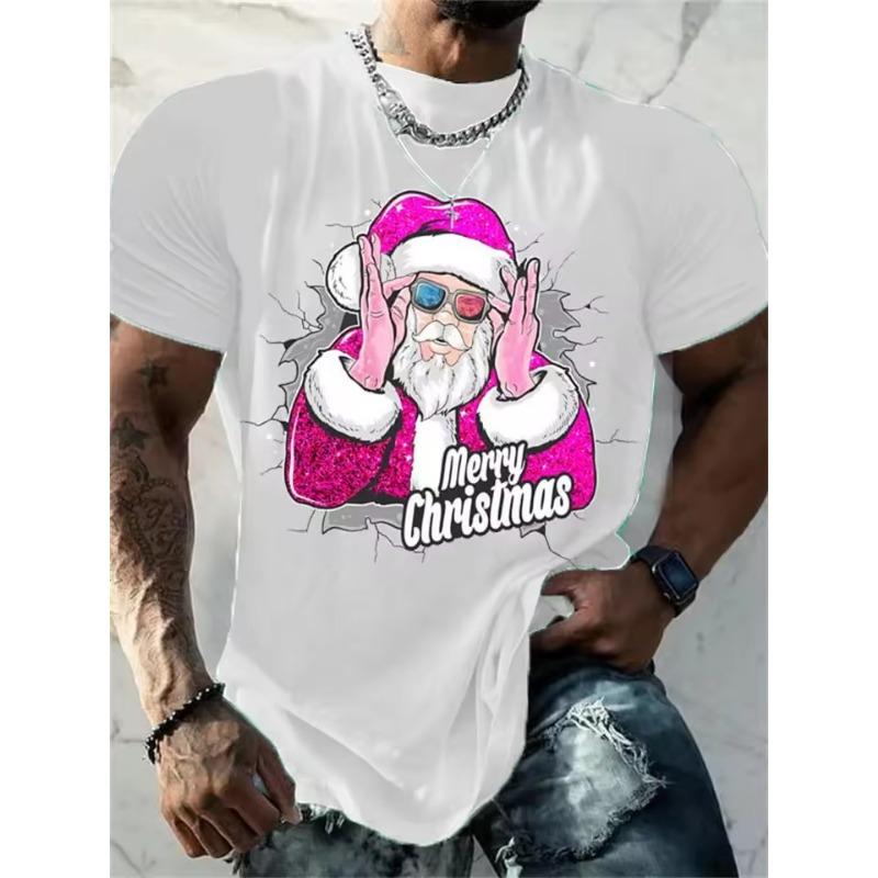 Christmas T-Shirt Funny 3d Santa Claus Print Tops Tees Mens T-Shirt Holiday Casual Harajuku Colorful Men's Clothing
