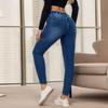 Dámské Skinny Trendy Džíny S Dírami Strečové Džínové Kalhoty Elastický Pas Se Stahovací Šňůrkou Džínové Kalhoty
