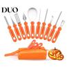 Kit Seguro de Ferramentas para Esculpir Abóboras de Halloween em Família, Lâminas de Aço Inoxidável e Pegadores Antiderrapantes Raspadores Cabos Cortadores, Abóboras de Halloween Manuais DIY