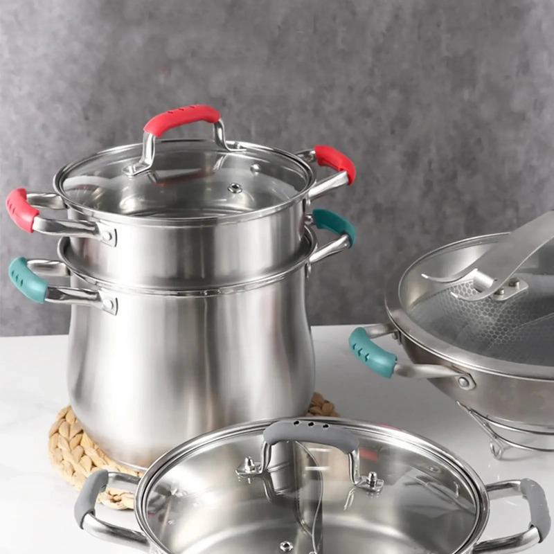 2 Stück Verbrühschutz Topfgriffe Handschuhe Hitzebeständigkeit Rutschfeste Silikongriffe Rutschfeste Topfgriff-Zubehör Küchenhelfer