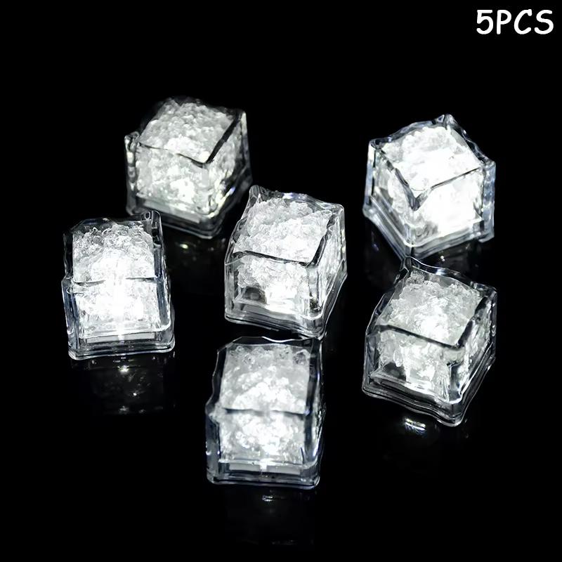 5 Pièces Glaçons LED Étanche Multicolore Clignotants Lumineux dans le Noir Pour Décoration de Mariage Fête Bar
