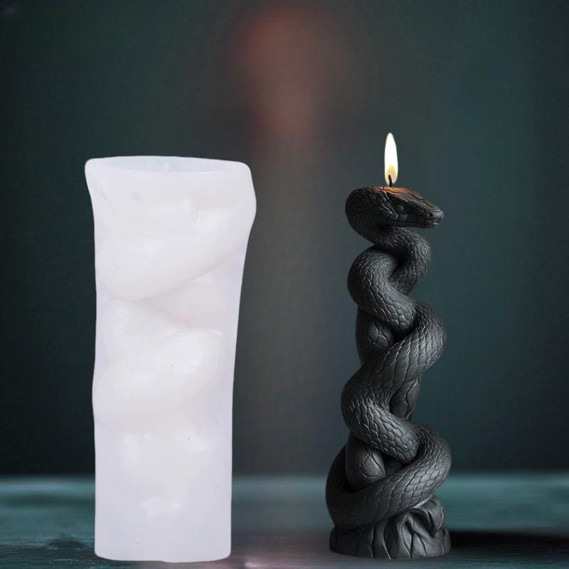 Cobra Silikonová forma na svíčky 3D Realistický design hada se složitými šupinami, pro svíčky/pryskyřici/sádru, snadné vyjímání z formy, DIY řemeslná pomůcka pro domácí dekoraci