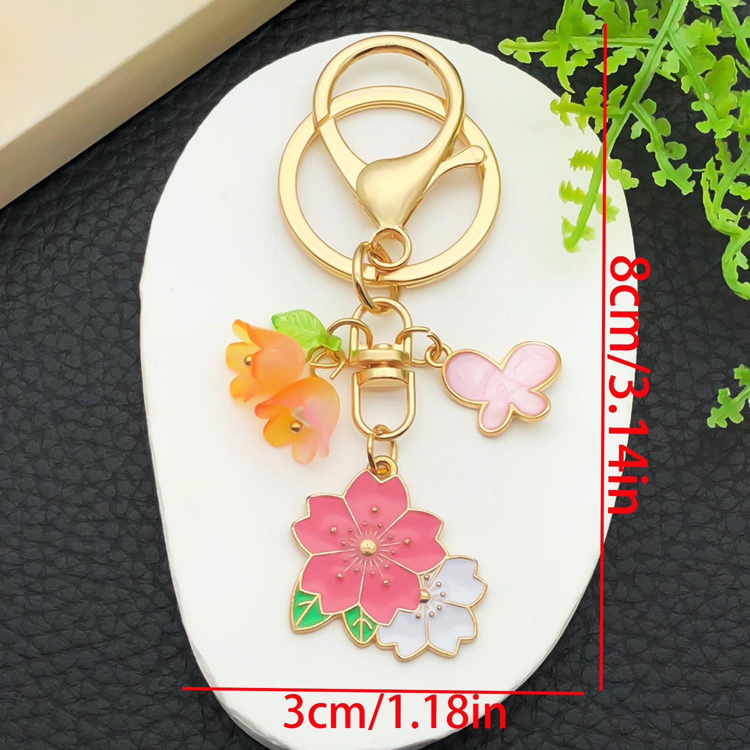 Cherry Blossom Blue-Purple Butterfly Keychain Pendant