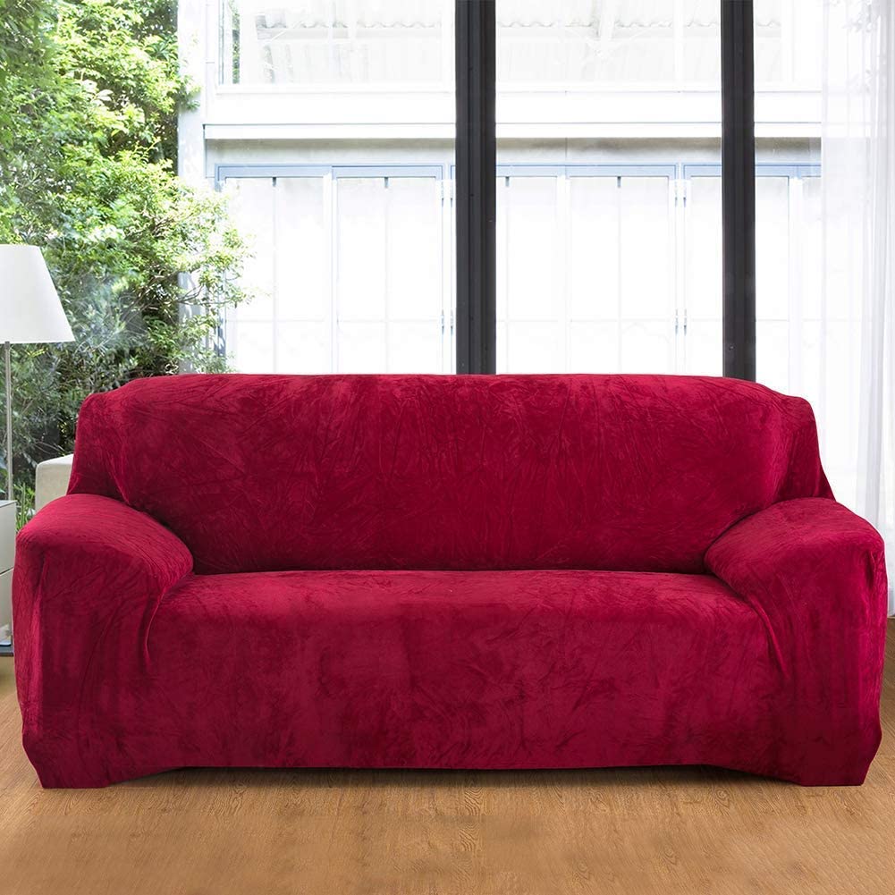 Warm 1-4 Seaters Thick Plush Recliner Sofa Covers Retro Sofa Cover Soft Solid Color Couch Slipcovers