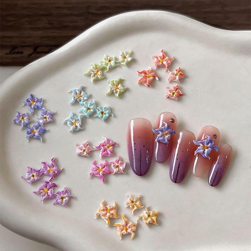 50 Stück Harz Mini Bunte Blume Kunst Nagel Dekorieren 3D Blume Applikationen Diy Nagelkunst Dekor Zubehör Bastelbedarf