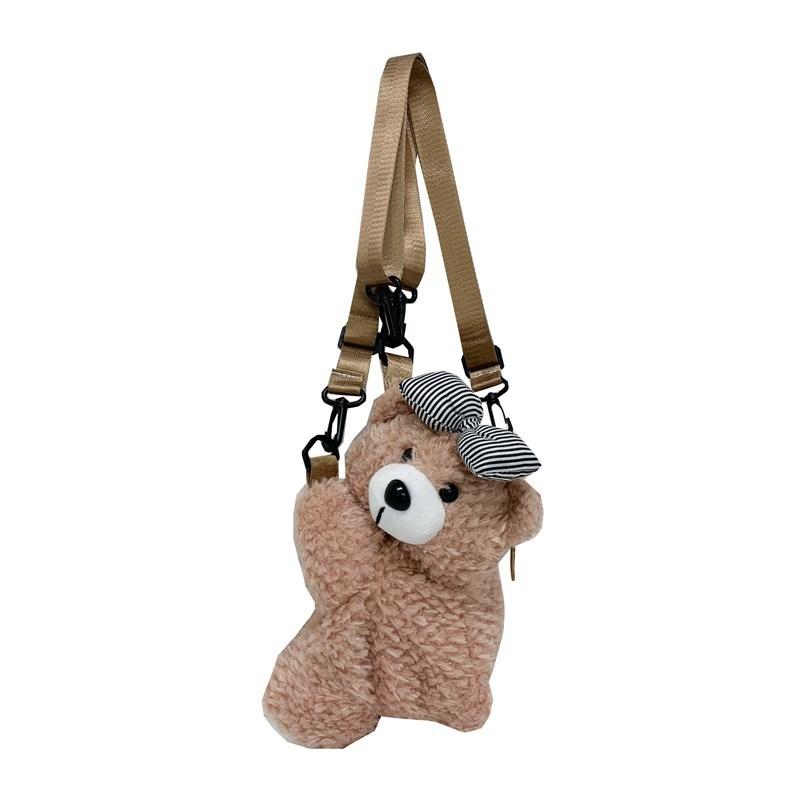 Bear Fun Plush Crossbody Bag With Zipper Closure For College And Use Casual