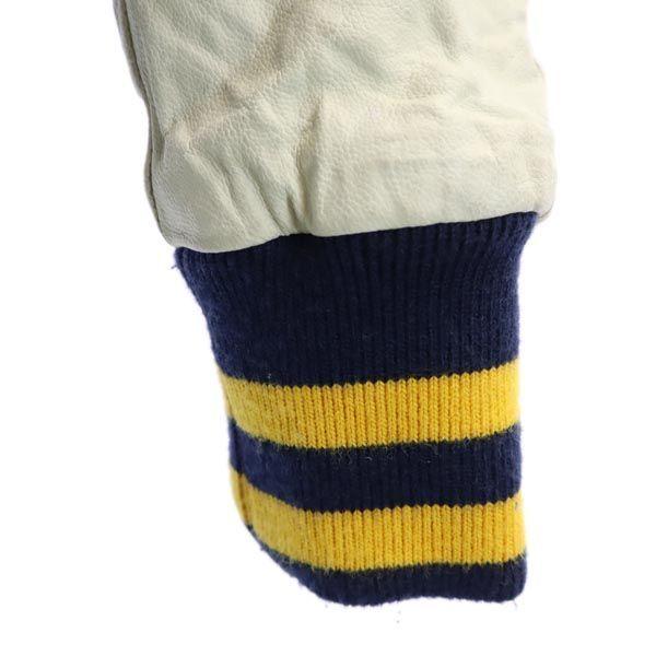 XLARGE wool blend Stajan S Navy blue Sheepskin Leather Sleeves Men's Used