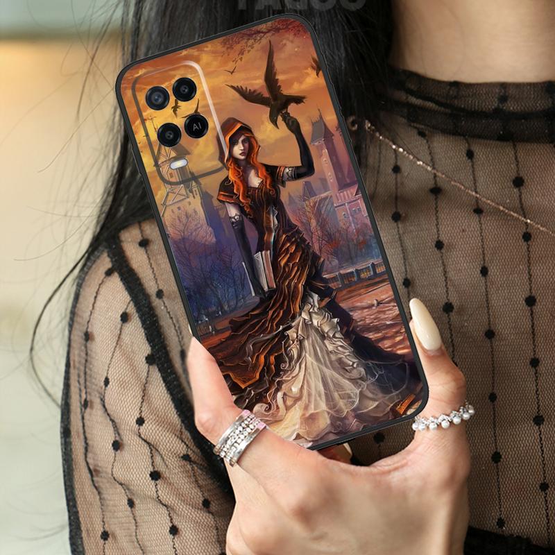 Halloween Moon Witch Horror Case For Oppo A5 Pro A15 A17 A57 A77 A18 A38 A58 A78 A98 A94 A74 A54 A40 A60 A80 A96 A76 A16