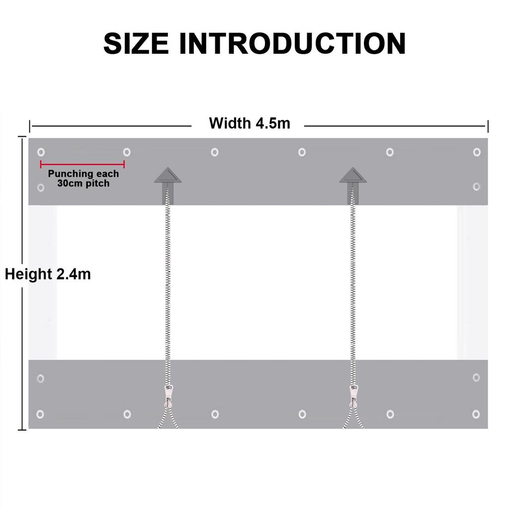 420 G/m² PVC Tarpaulin Transparent with Zip, Waterproof Tarpaulin for Outdoor Furniture, Porch, Pergola
