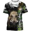 Wild Boar Hunting Themed Jungle Scenery 3D Print Short Sleeve T-Shirt Casual Outdoor Top