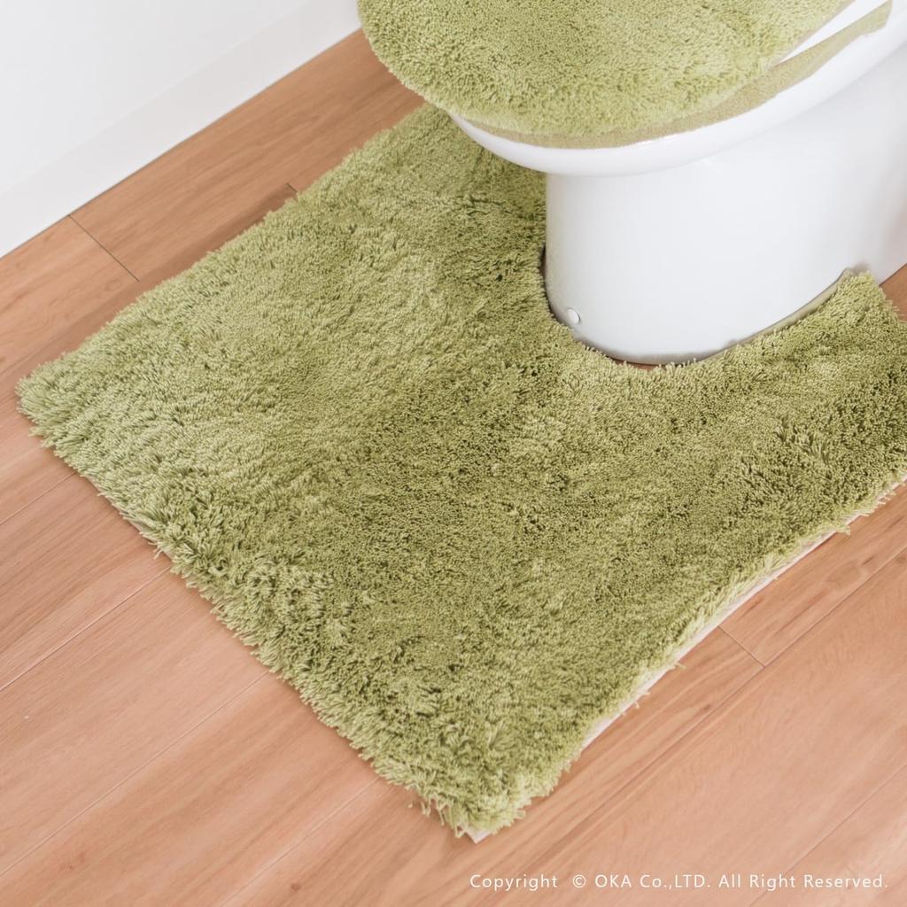 OKA Trockenware D Natur Toilettenmatte, Normale Größe (Ca.. 65cm x 65cm), Grün (Trocken, Saugfähig, Schnelltrocknend, Antibakteriell, Geruchsresistent, Waschbar