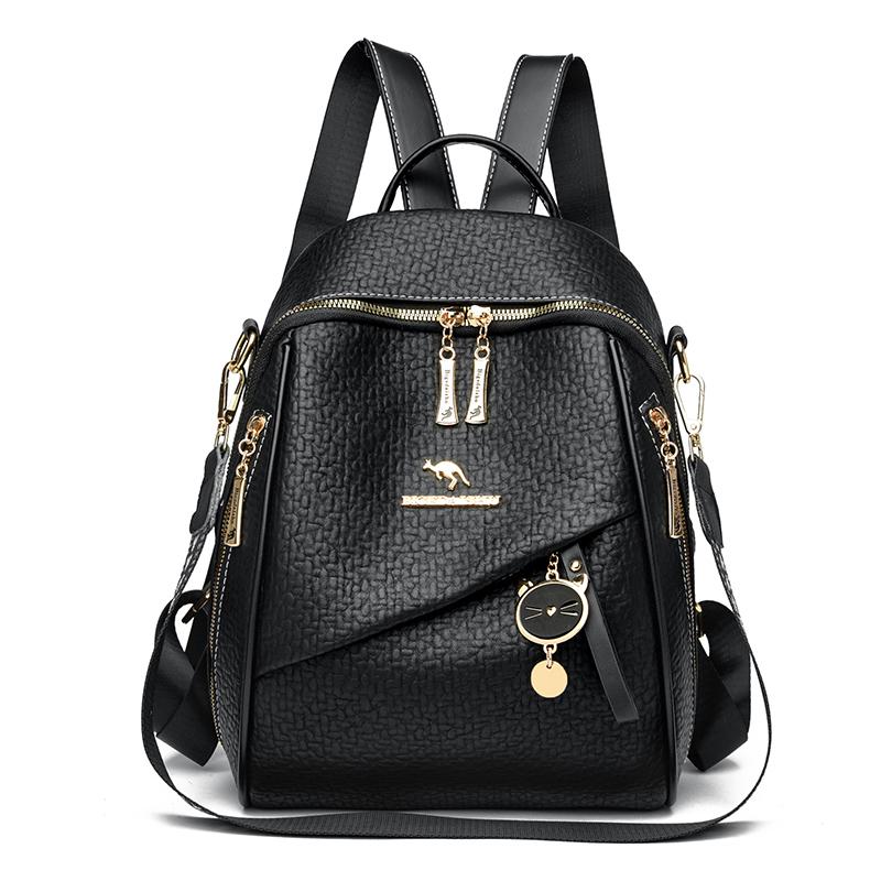 

Рюкзак сплошного цвета, женская сумка большой емкости, дорожный пригородный рюкзак чёрный