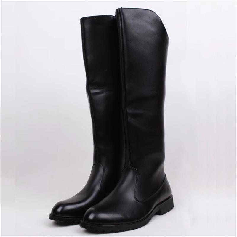 Men's Leather High-Top Riding Boots with Knee Guards - Warm and Stylish Over-the-Knee Motorcycle Boots for Autumn and Winter