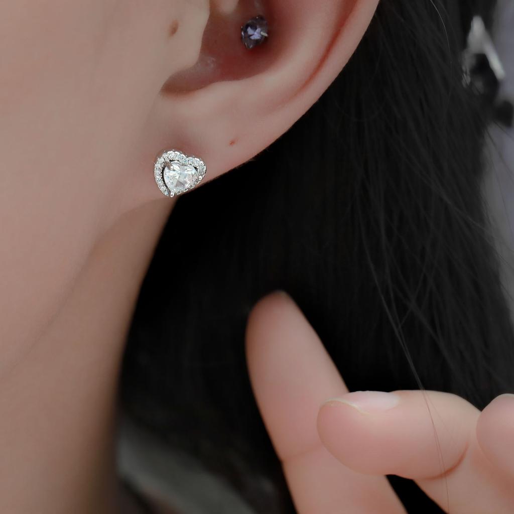 High-End S925 Sterling Silver Needle Earrings Slightly Inlaid With Zircon Fashion Love Stud Earrings, Small Fresh Women'S Earrings.