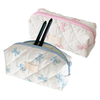 1pc Bowknot Pencil Case, With Zipper Portable Stationery Case Storage Bag ,study Supplies Large Capacity Cute Pencil Case