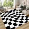 Waschbarer Karomuster-Teppich Klassischer Schwarz-Weiß-Teppich Superweicher Teppich für Schlafzimmer Wohnzimmer Kinderzimmer Studentenwohnheim Heimdekoration