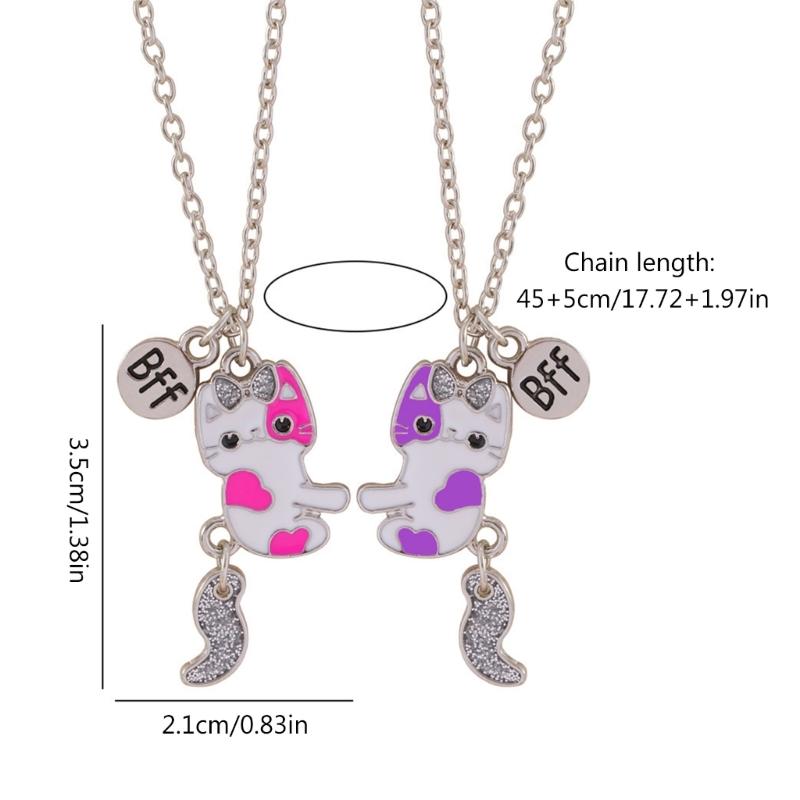 Fashion Best Friend Necklace 2pcs/set Cat Pendant Necklaces for Couples Choker English Letter Clavicle Necklaces Friendship