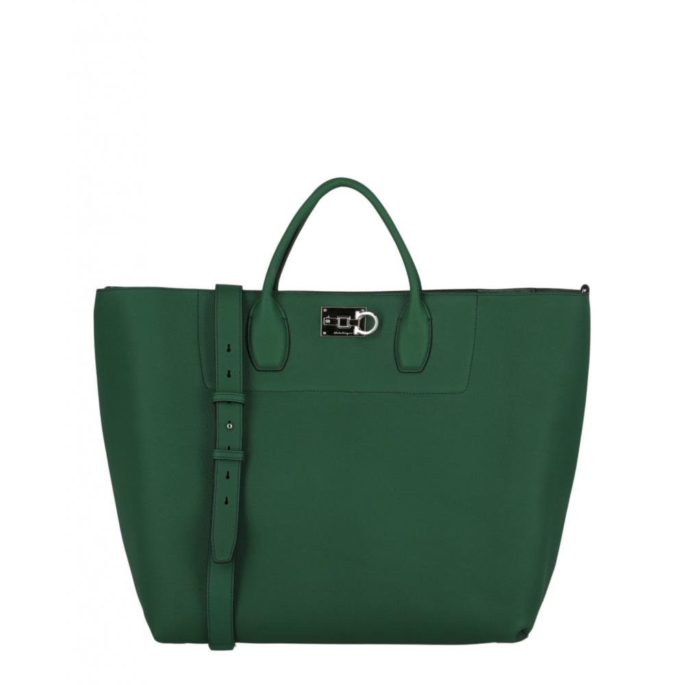 

Salvatore Ferragamo The Studio Large leaTher Tote Green