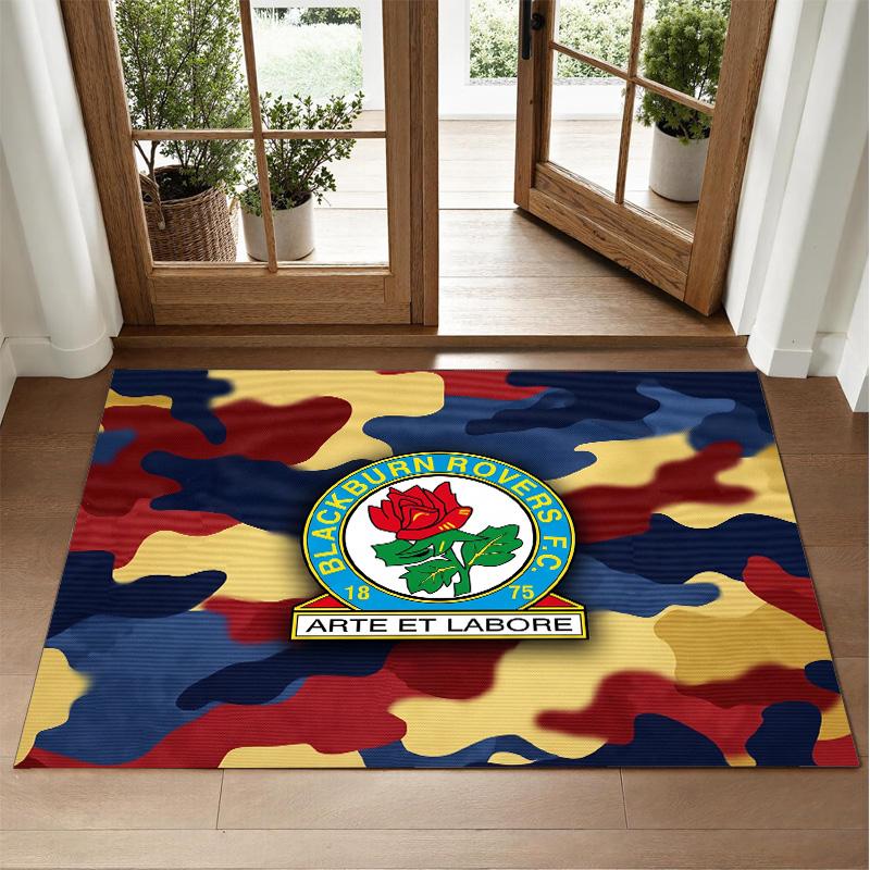 Blackburn Rovers Football Design Crystal Velvet Rug Soft Decorative Mat for Bedroom Entrance