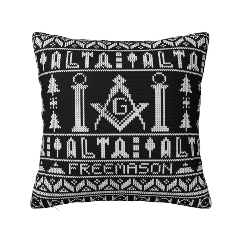 Helenal Unisex Custom Masonic Mason Freemason Pattern Pillow Covers Cushions Cover For Sofa Square Pillowcase