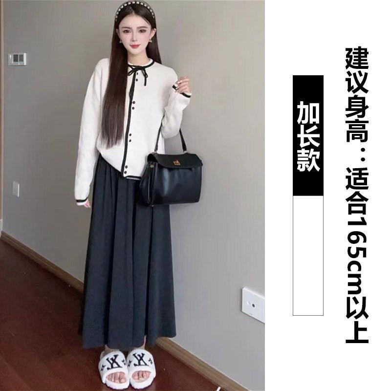 Glutinous rice culottes autumn and winter swinging wide-leg pants women's elastic waist loose and thin small casual glutinous rice pants