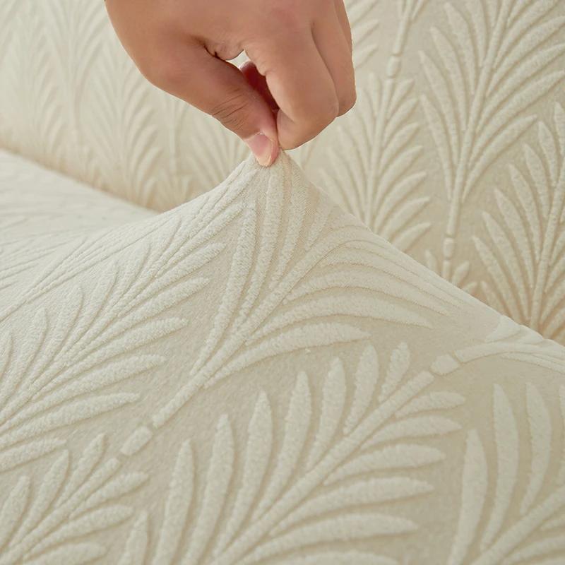 Leaves Jacquard Folding Sofa Bed Cover Stretch All-inclusive Armless Sofa Slipcover Elastic Couch Slipcovers for Living Room