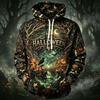 Men's Casual Hoodie Long Sleeve Sweatshirt with Halloween Graphic Print for Fall