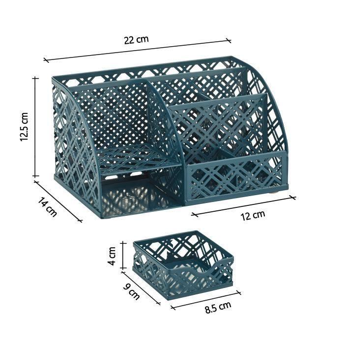 Organisateur De Bureau - EXERZ - EX348F7 - Métal - 7 Compartiments - Bleu Égéen
