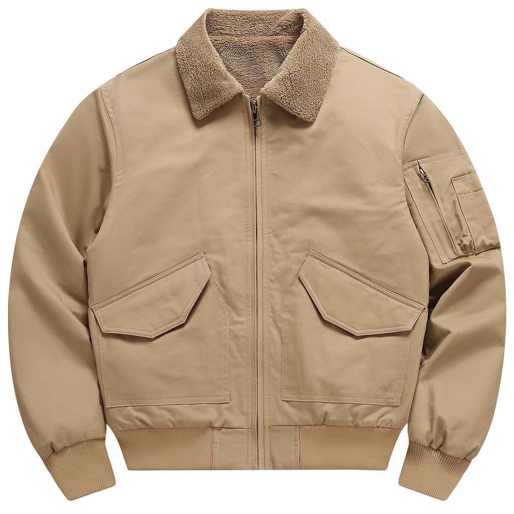 Extra silná bunda pilota z čisté bavlny pro pánskou zimní bundu plus sametová zateplená teplá bavlněná bunda z jehněčí vlny bavlněná bunda