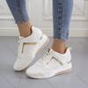 Fashion Comemore Large Size Sports Casual Shoes Thick Bottom Wedges Heel Sneakers Solid Lace Up Breathable Tennis Women's Single Shoes