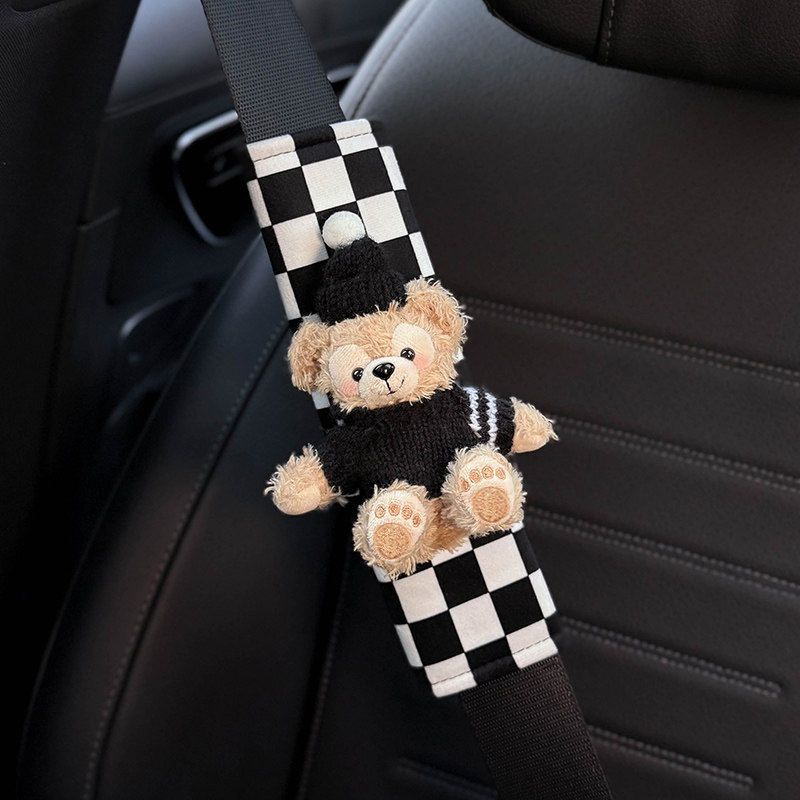 

2026 New Model Car Seatbelt Shoulder Pads Shelliemay Car Interior Decoration Universal for All Seasons a Pair for Couples High-End Women s Style [Plaid Style] Black Striped Sweater Duffy