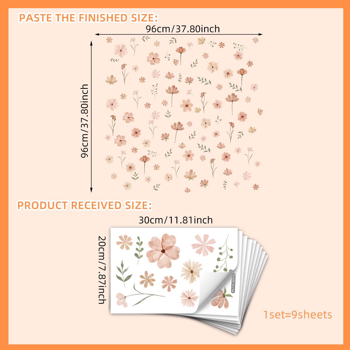 

Flowers Leaves Watercolor Wall Sticker Nursery Vinyl Wall Art Decals for Living Room Bedroom Kids Room Home Decor 20x30cm 9pcs
