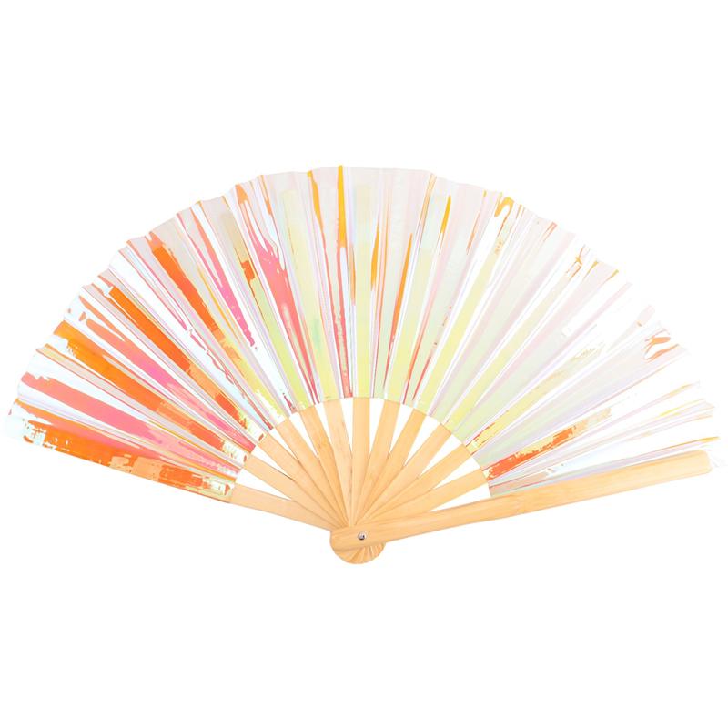 Good-4Pcs Bamboo Folding Hand Fan For Burlesque Music Festival Women Men Rainbow Pride